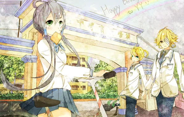 Picture bike, girls, anime, art, form, guys, vocaloid, hatsune miku