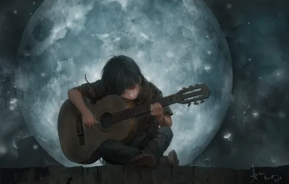 Picture roof, mood, the moon, romance, guy, lee kent, The Song Of The Moon