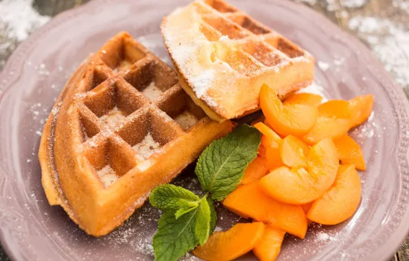 Picture mint, waffles, apricots