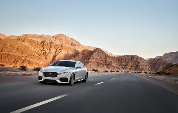 Picture Jaguar, Road, Speed, Landscape, Speed, White, Road, 2016, Jag, XF-S