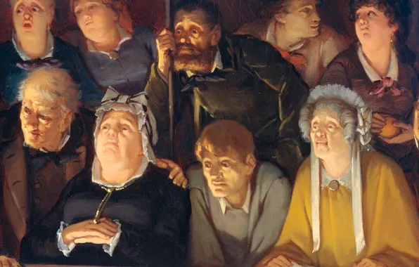 Picture oil, portrait, picture, canvas, Theater Audience, Hippolyte Michaud