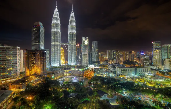 Picture landscape, night, lights, Park, Malaysia, Kuala Lumpur