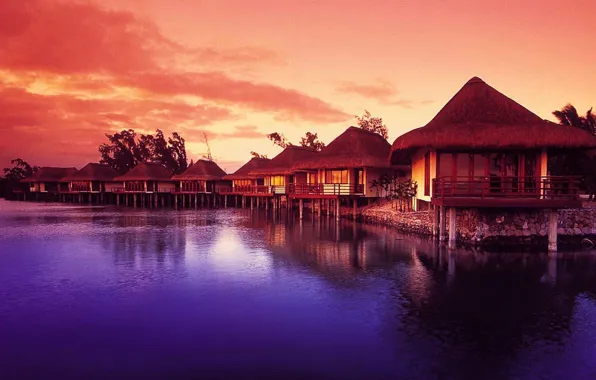 Picture landscape, the ocean, the evening, Bungalow