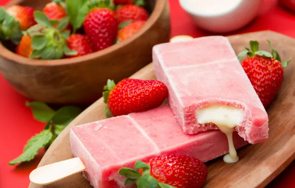 Picture berries, strawberry, ice cream, fresh, dessert, sweet, sweet, dessert