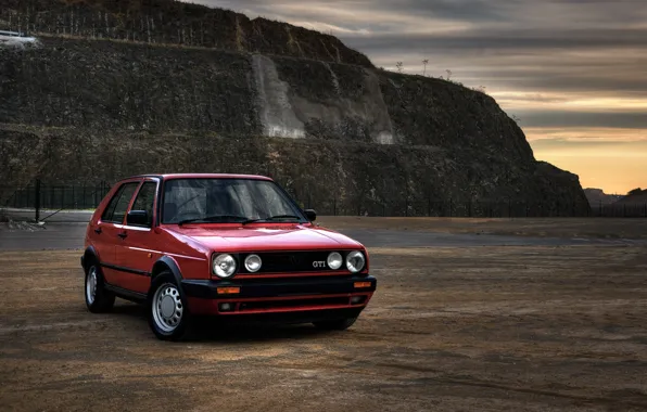Picture landscape, photo, Classic, view, cars, auto, wallpapers auto, Wallpaper HD, Photography, Volkswagen Golf, Gti, Retro