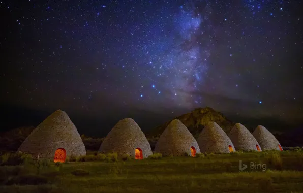 Picture stars, night, USA, Nevada, Ward Charcol Owens, State historic Park ward