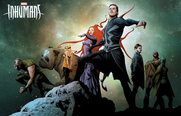 Picture girl, woman, alien, dog, man, Marvel, tv series, Inhumans