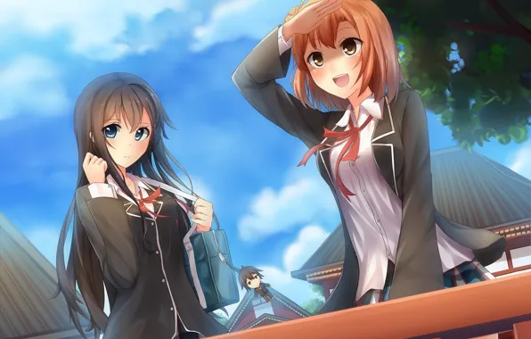 Picture joy, girls, anime, art, form, Schoolgirls, keychain, yuigahama Yui suggests