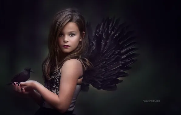 Picture bird, wings, girl