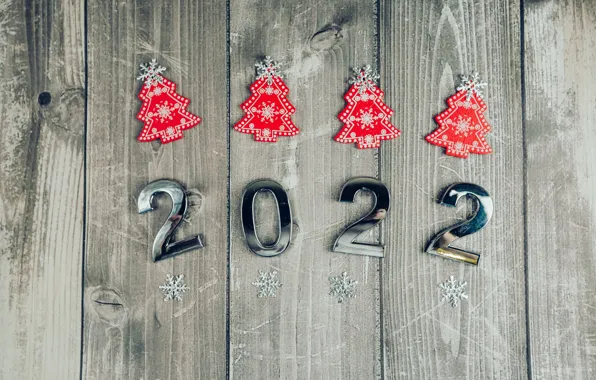 Picture snowflakes, toys, Board, figures, red, New year, date, Christmas trees