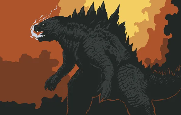 Picture smoke, monster, dinosaur, godzilla, Godzilla