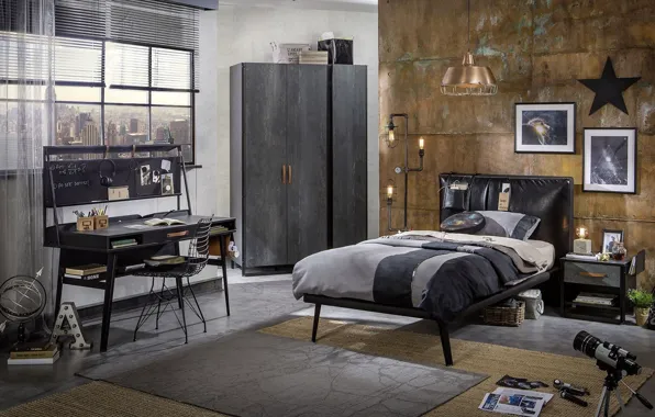 Picture design, style, interior, the room of the student