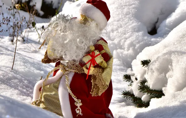 Picture snow, holiday, toy, doll, Christmas, New year, Santa Claus, Santa Claus