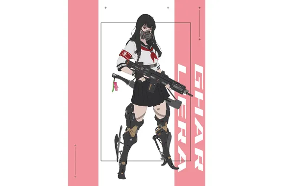 Picture Girl, Minimalism, Style, Asian, Girl, Weapons, Machine, Art