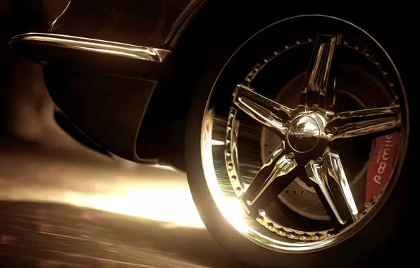 Picture close-up, wheel, chrome