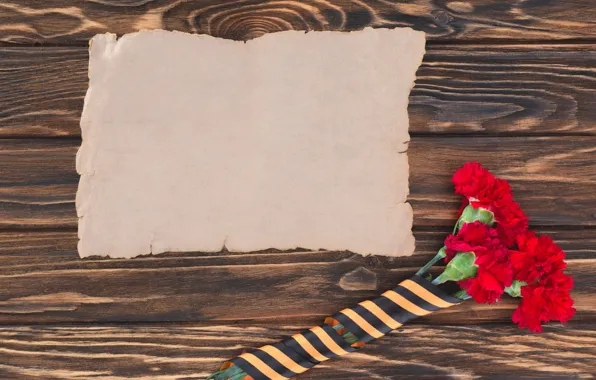 Picture flowers, paper, holiday, victory day, St. George ribbon, May 9, clove