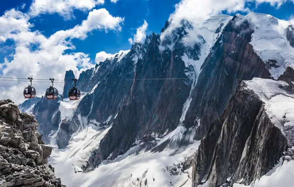 Picture ice, sky, landscape, nature, clouds, rocks, snow, Mountains