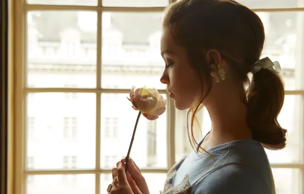 Picture girl, rose, actress, window, hairstyle, Sophie Cookson, Sophie Cookson, Wylde, Nicole Nodland