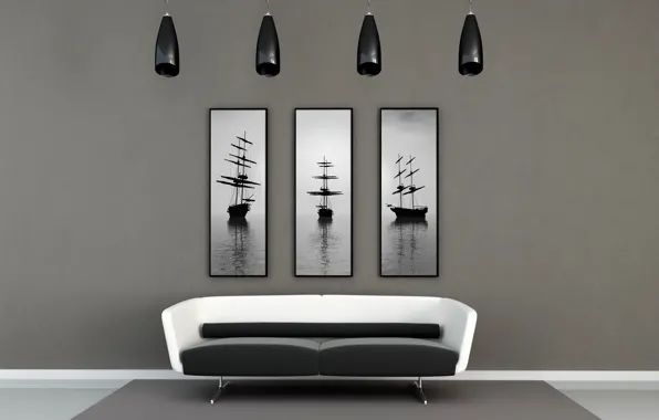 Picture design, style, room, sofa, ship, interior, pictures, apartment