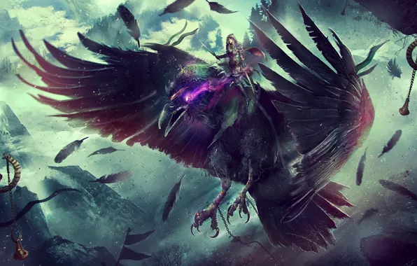 Picture World of Warcraft, Blizzard, Night Elf, Concept Art, Elf, Eddy Shinjuku, Raven, Creatures