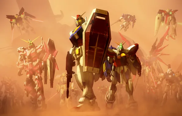Picture fiction, robot, anime, shield, mobile suit gundam