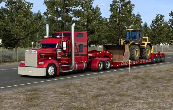 Picture road, design, the game, Kenworth, loader, W900, Kenworth, tral