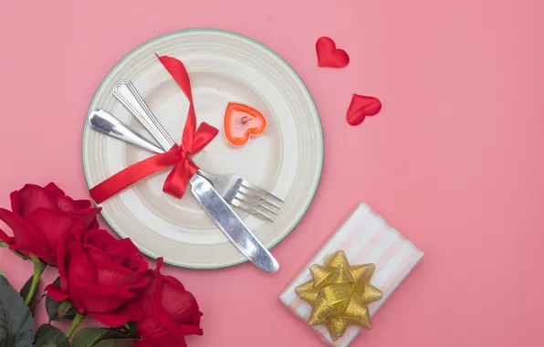 Picture flower, love, gift, heart, rose, candle, knife, hearts