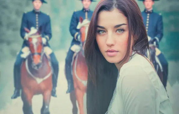 Picture look, girl, background, portrait, cavalry