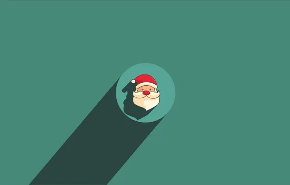 Picture minimalism, graphics, contrast, Santa Claus, face, cap, shadow, New year, Christmas, round, green background, Santa …