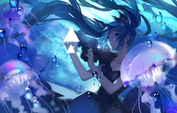 Picture girl, hair, Medusa, anime, art, vocaloid