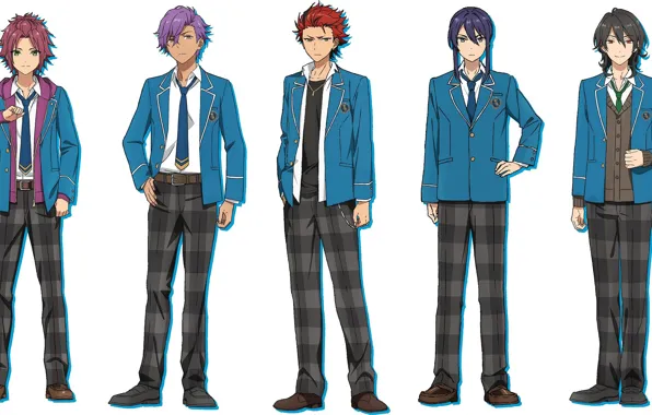 Picture white background, guys, students, Ensemble Stars, Ensemble stars
