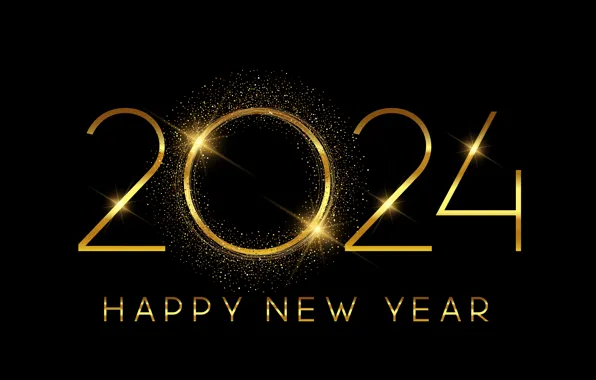 Picture New Year, figures, golden, new year, happy, luxury, figures, dark background