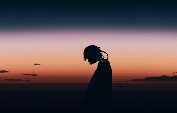 Picture sunset, girl, cyborg, postapokalipsis, by Gracile