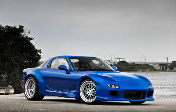Picture water, blue, tuning, Mazda, blue, tuning, water, tree