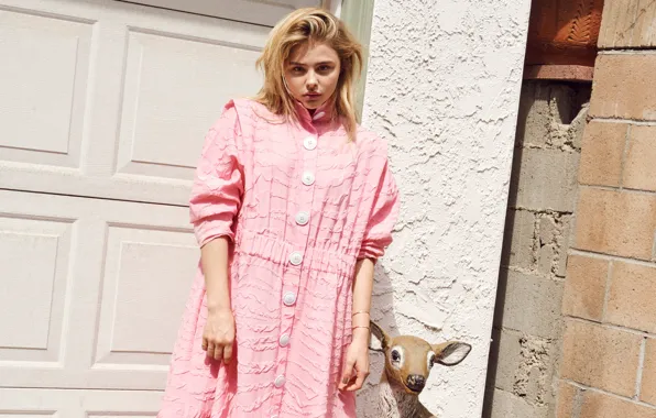 Picture the sun, dress, pink, hairstyle, blonde, photoshoot, Chloe Grace Moretz, InStyle