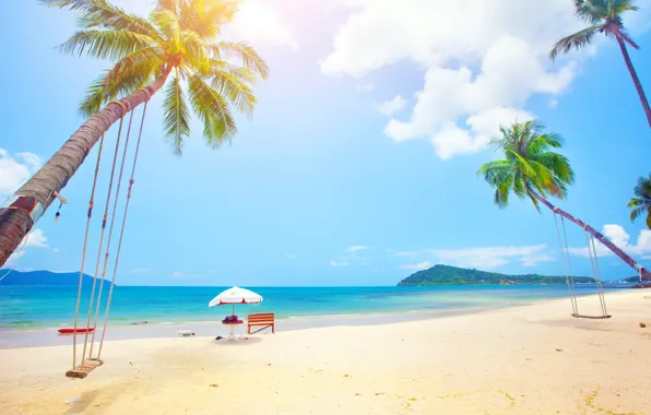 Picture sand, sea, beach, the sun, palm trees, shore, summer, beach