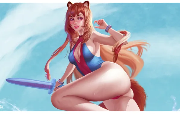 Picture beach, swimsuit, ass, chest, girl, feet, sword, Tits