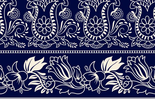 Picture white, flowers, pattern, ornament, blue background, pattern, striped, floral