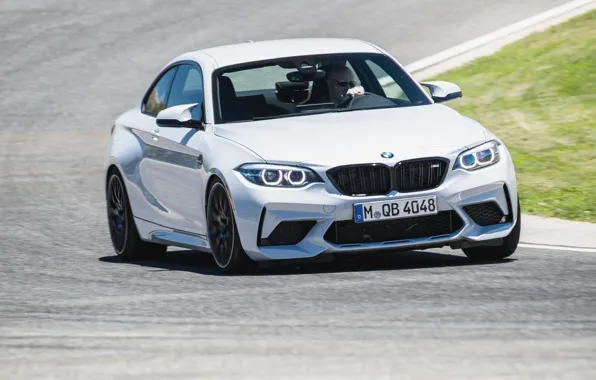 Picture asphalt, lawn, coupe, speed, track, BMW, 2018, F87, M2, M2 Competition