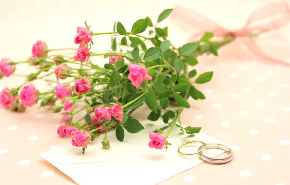 Picture flowers, roses, ring, Holiday, marriage