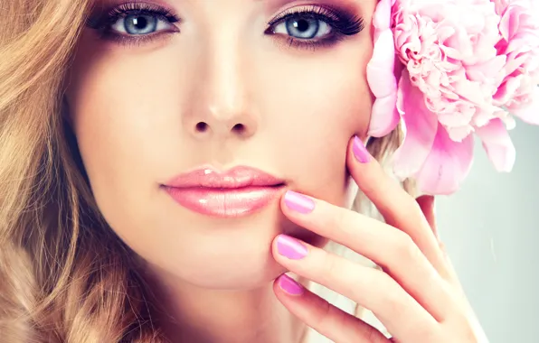 Picture flower, look, girl, face, smile, makeup