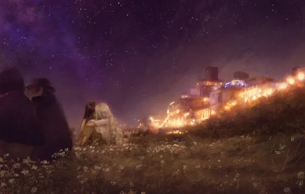 Picture night, anime, art, painting
