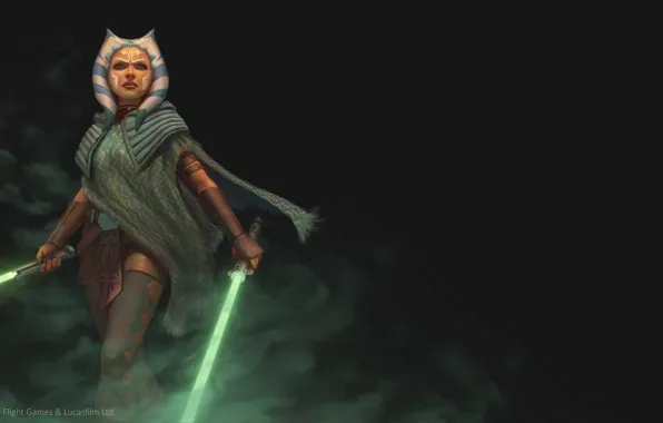 Picture girl, fog, fiction, smoke, figure, Star Wars, art, Star wars, Jedi, art, lightsaber, sci-fi, lightsaber, …