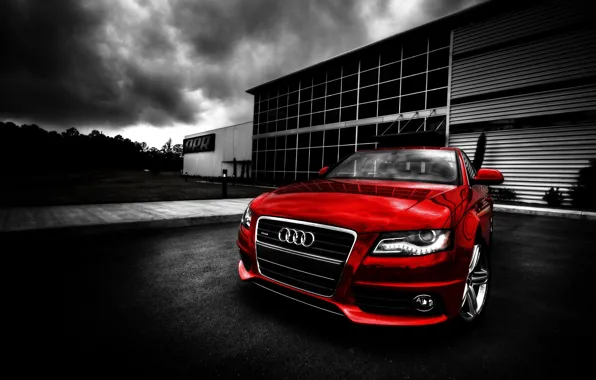 Picture auto, landscape, sunset, red, audi