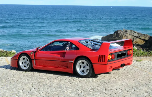 Picture Water, Sea, Ferrari, Ferrari, F40, Car, Handsome