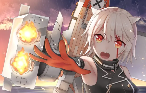 Picture look, weapons, hand, girl, Azur Lane
