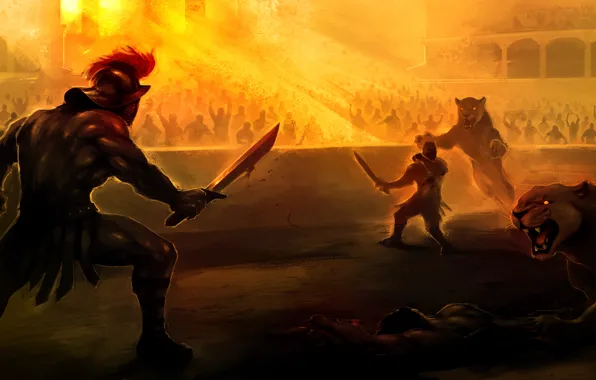 Picture death, blood, sword, Leo, arena, Colosseum, fight, Gladiator