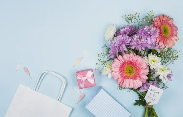 Picture holiday, bouquet, gifts, Mother's Day