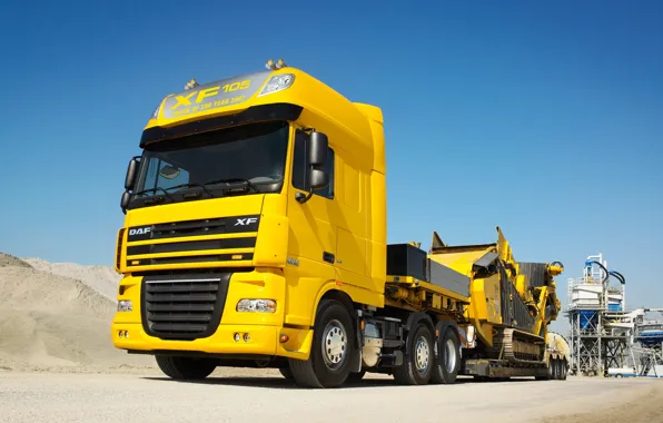 Picture Truck, Yellow, XF-105, DAF, Daph., The trailer