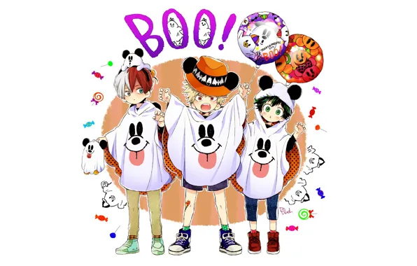 Picture children, Halloween, costumes, Boku no Hero Academy, My Hero Academia, Midori Isuku, Todoroki Shoto, My …